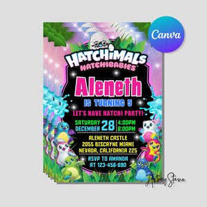 Digital Birthday Invitation,hatchimals Invitation,hatchimals Birthday ...
