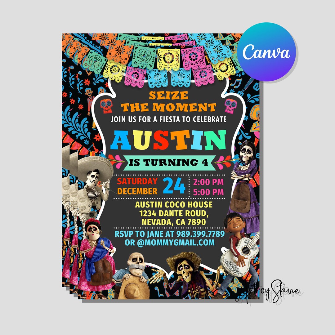 Digital Birthday,coco Birthday Invitation,coco Invitation,coco Birthday ...