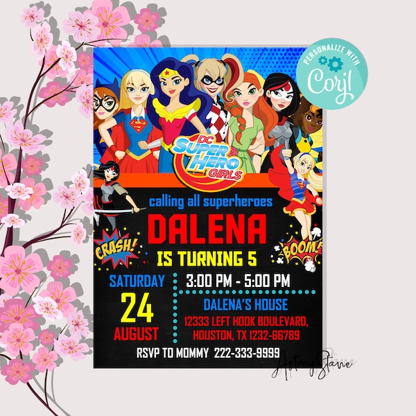 Digital Birthday Invitation,Kids Birthday,Superhero Girls Birthday Invitation,Kids Invitation,Instant Download