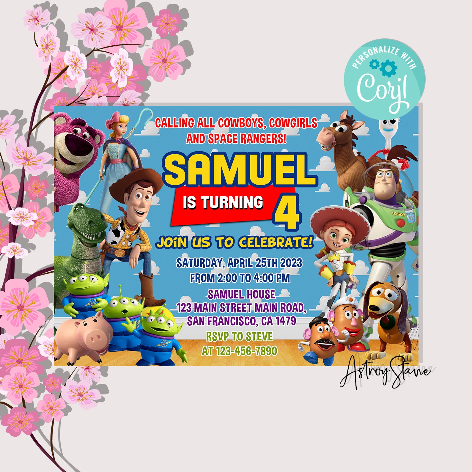 Toy Story Birthday Invitation,toy Story Invitation,toy Story Birthday