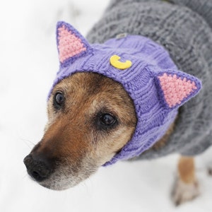 Knitted hat snood for dogs Cat Luna cats/ Dog Hood Custom Sizes image 1