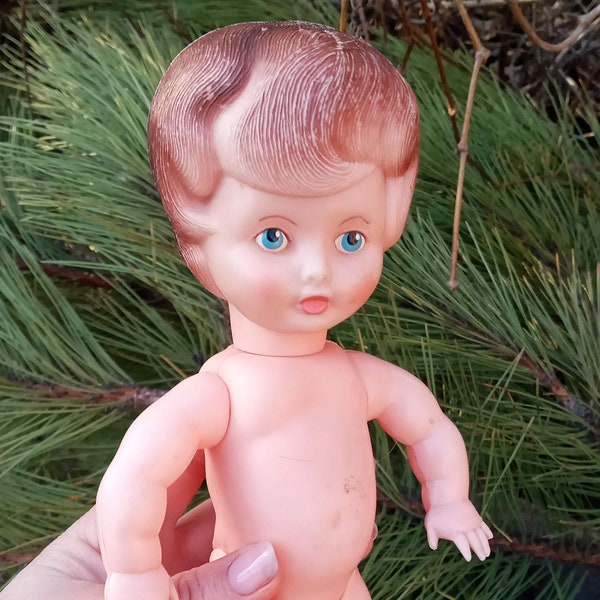 Seltener Vintage Puppen Baby Junge. Puppe Vintage Spielzeug-Plastikbaby-sowjetische russische Baby russische Puppe, Vintage Puppen zum Sammeln