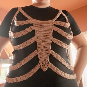 Skeleton Top, Grunge Fairycore Goth Top, Skeleton Corset, Crochet Bone Corset, Rib Cage Corset, Crochet Skull Top, Ginger Top