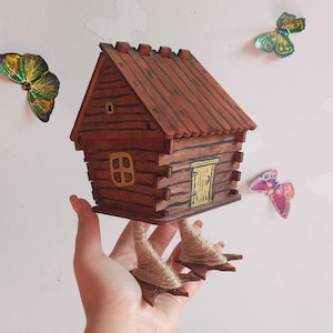 Baba Yaga Es House Box Baba Yaga Home | Weihnachtsdekoration im Retro Stil | Blockhütte auf Hühnerbein