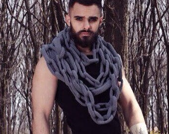 Silver Chain Scarf Oversized. for men and women.