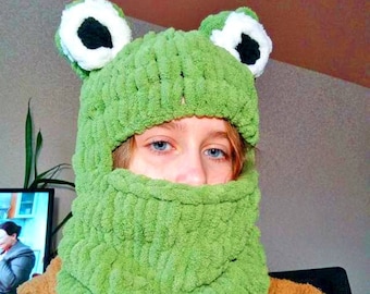 Funny Balaclava Hat Hood Frog / Warm Winter Hat / Balaclava