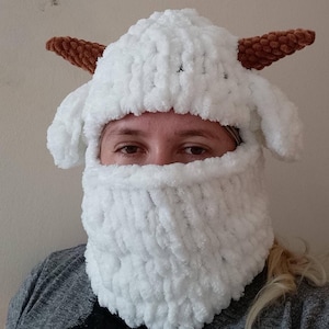 Funny balaclava hat goat kozachka ram lamb devil / warm winter hat / Balaclava with ears / crazy / hat hand knitted with ears ski mask