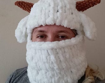 Funny Balaclava Hat Goat Kozachka Ram Lamb Devil / Warm Winter Hat
