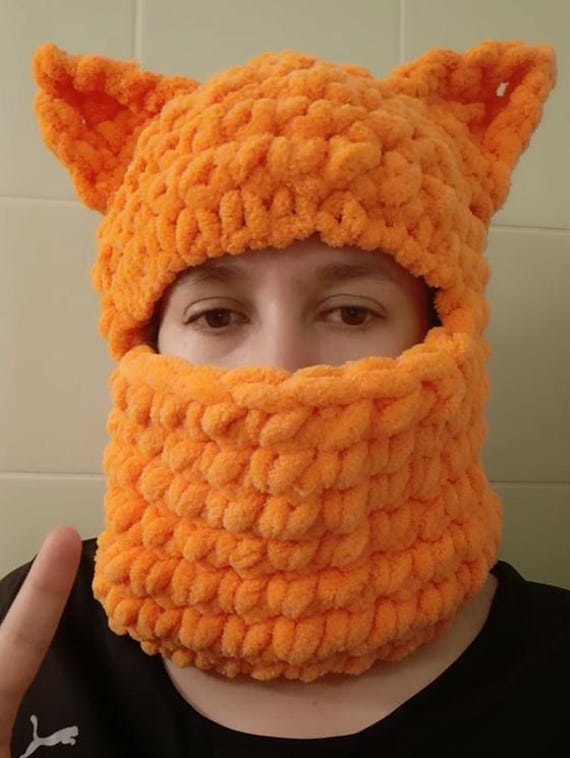 Funny Balaclava Fox Hat / Balaclava With Ears /hat Hand Knitted