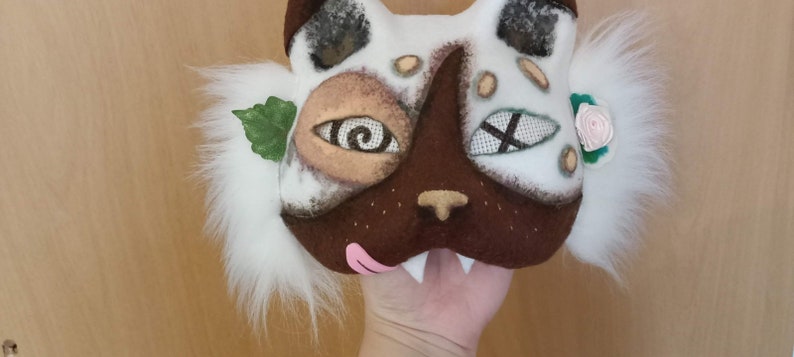 Masque de chat Therian Masque feutré avec filet pour les yeux Masque de chat des montagnes image 2