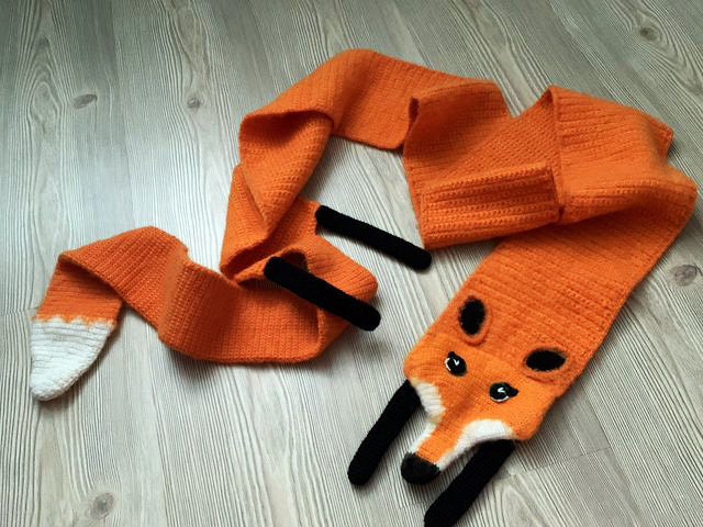 KNITTING KIT Kids Winter Scarf Fox. Knitting Pattern Including