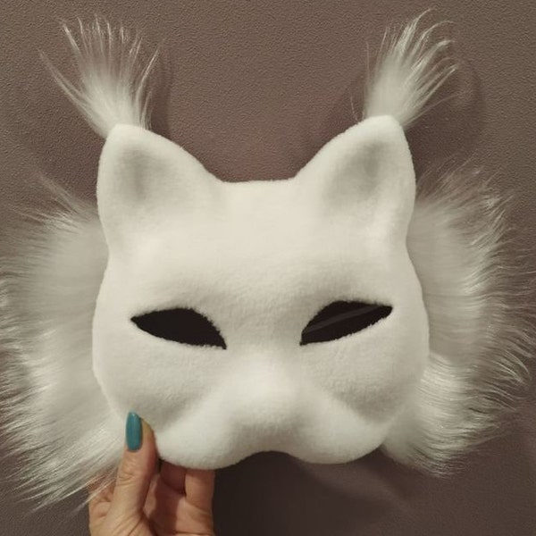 Therian cat mask   felted mask with eye mesh Mountain cat mask Plain felted Therian cat mask kit  just decorate