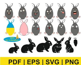 Peep- face Easter svg bundle clip art pdf eps png Boho Easter Clipart Bunny svg, Easter svg, bunny rabbit svg, Cricut and silhouette