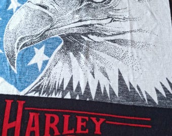 Vtg Biederlack Harley Davidson Eagle Flag Stars Stripes USA Fleece