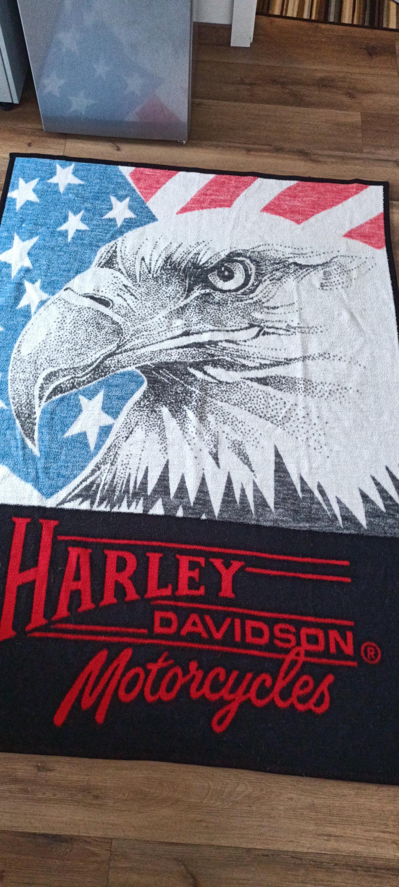 HarleyDavidson 大判ブランケット イーグルデザイン ヴィンテージ ビーダーラック ハーレーダビッドソン イーグルフラッグ