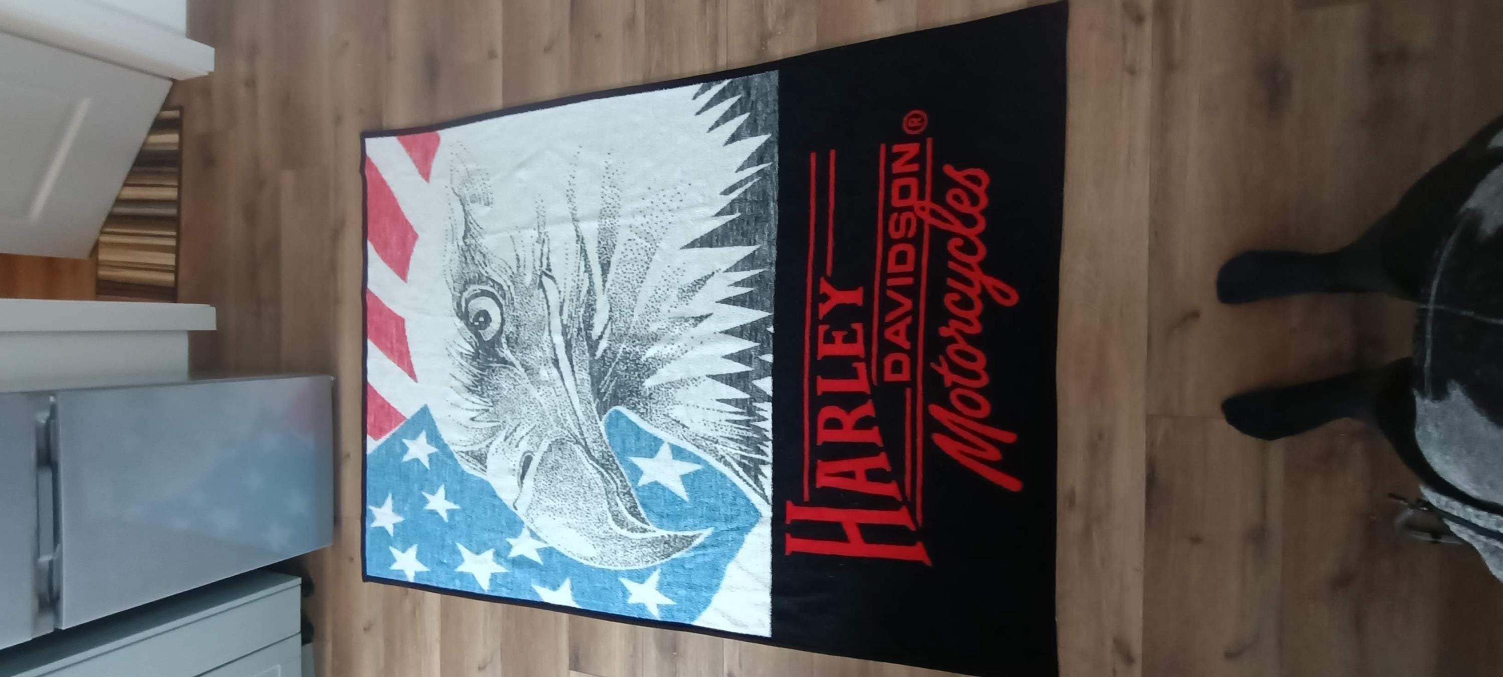 Vtg Biederlack Harley Davidson Eagle Flag Stars Stripes USA Fleece