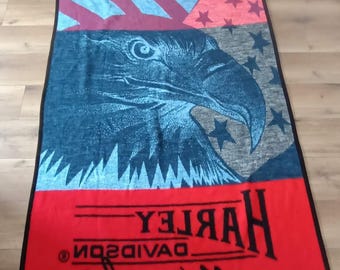 HARLEY DAVIDSON イーグル 星条旗 ラグ Vtg Biederlack Harley Davidson Eagle Flag Stars Stripes USA Fleece