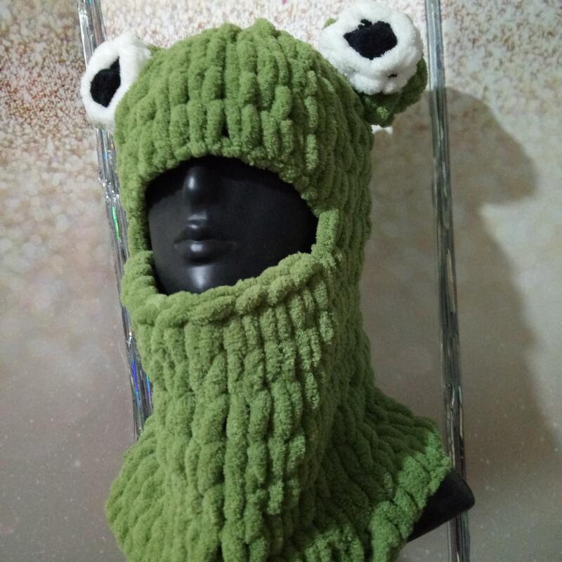 Funny Balaclava Hat Hood Frog / Warm Winter Hat / Balaclava With Ears ...