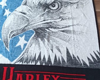 HARLEY DAVIDSON イーグル 星条旗 ラグ Vtg Biederlack Harley Davidson Eagle Flag Stars Stripes USA Fleece