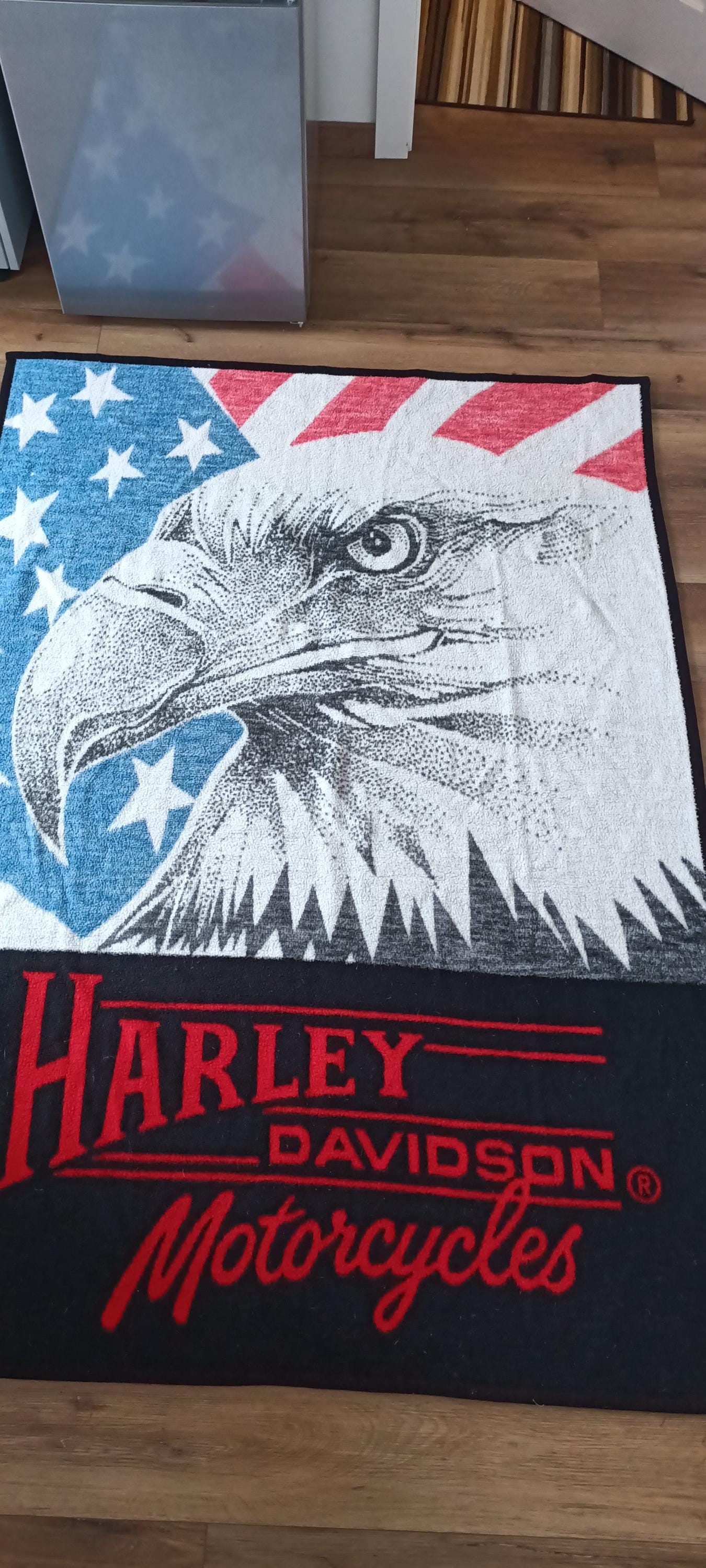 Vtg Biederlack Harley Davidson Eagle Flag Stars Stripes USA Fleece