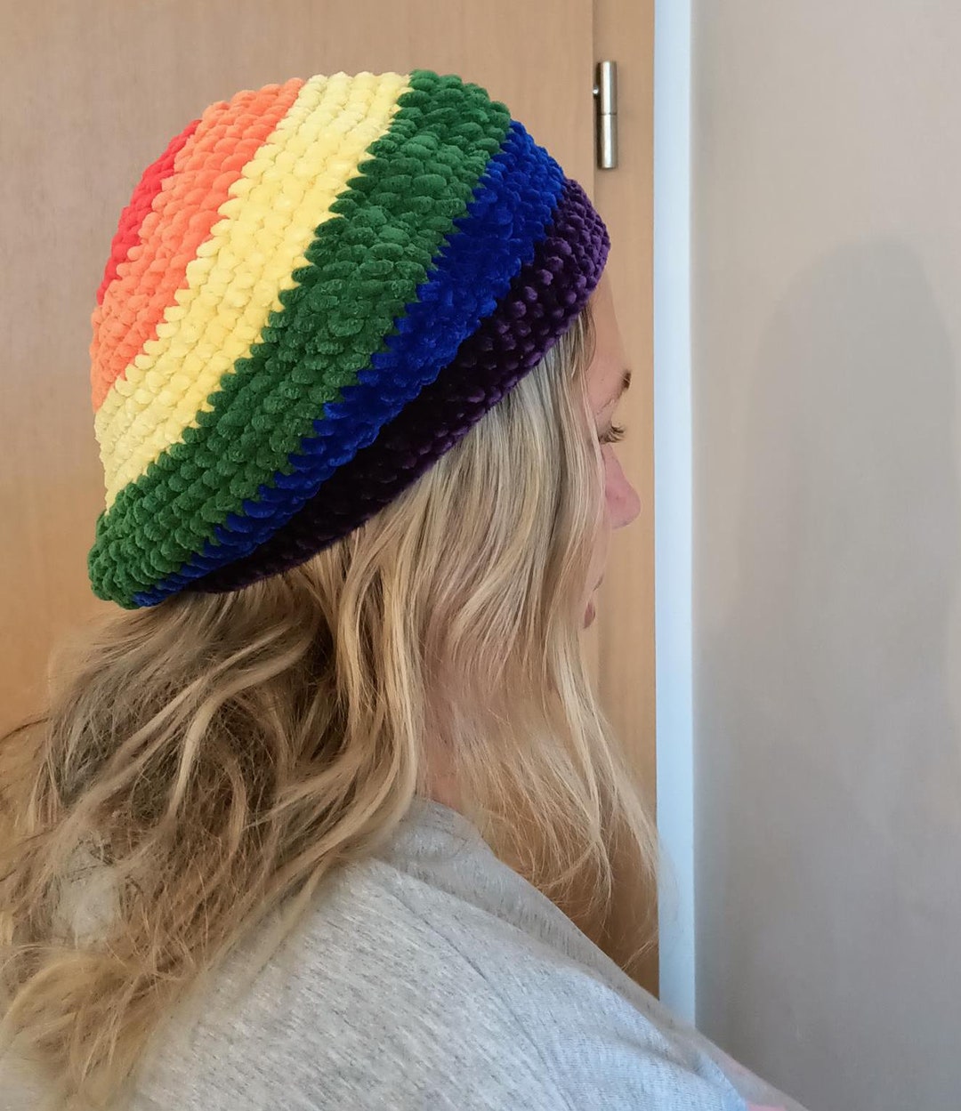 Rainbow Beret Medium French Beret Knit Hat Beanie Plur Party Mens ...
