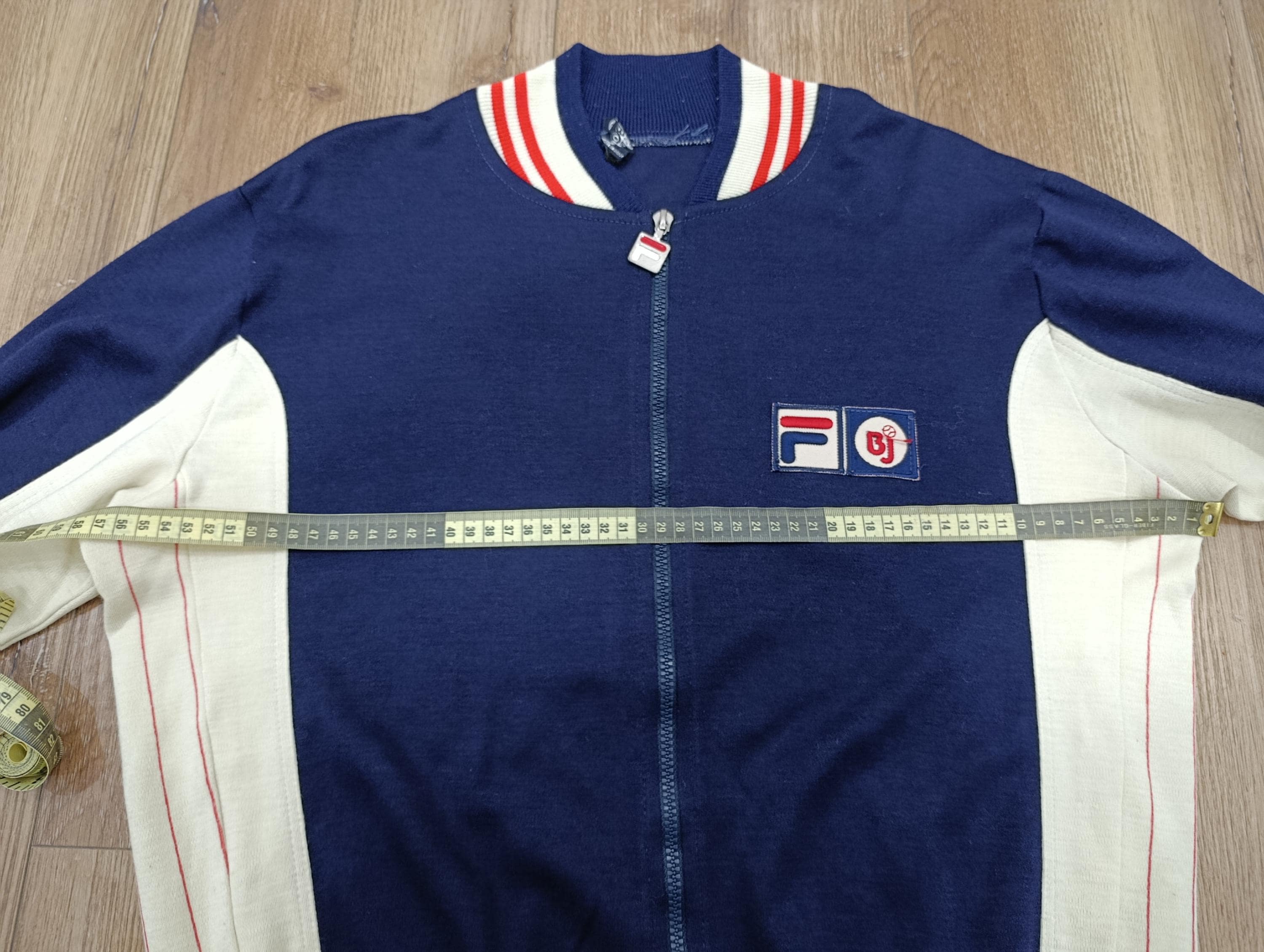 【古着】FILA ボルグジャケットタイプ ビンテージ　希少ビッグサイズXL！ ヴィンテージ Fila BJ ビョルン・ボルグ ジャケット ブルー ホワイト