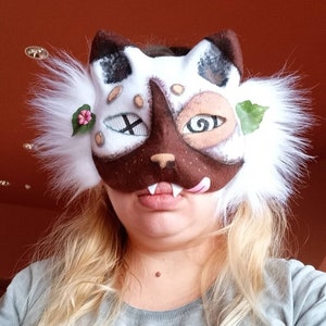 Masque de chat Therian Masque feutré avec filet pour les yeux Masque de chat des montagnes image 5