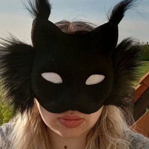 Máscara de gato preto Therian faça você mesmo Máscara de animal de gato preto
