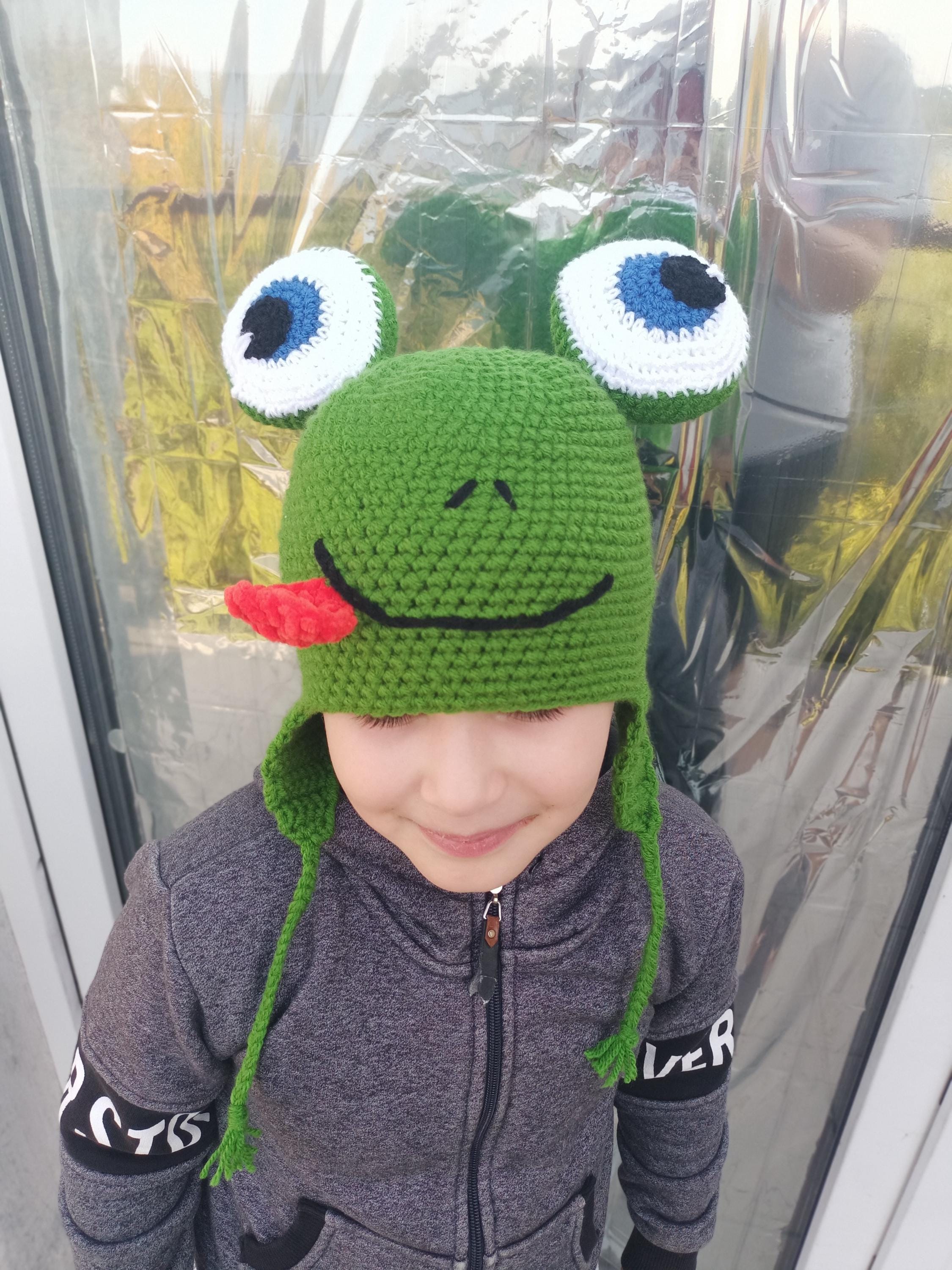 Funny Hood Frog Hat / Warm Winter/ Crazy Frog/hand Knitted 