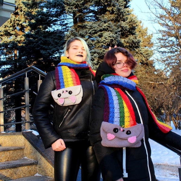 Rainbow Cat Scarf Rainbow Barf Cat Scarf, Nyan Cat