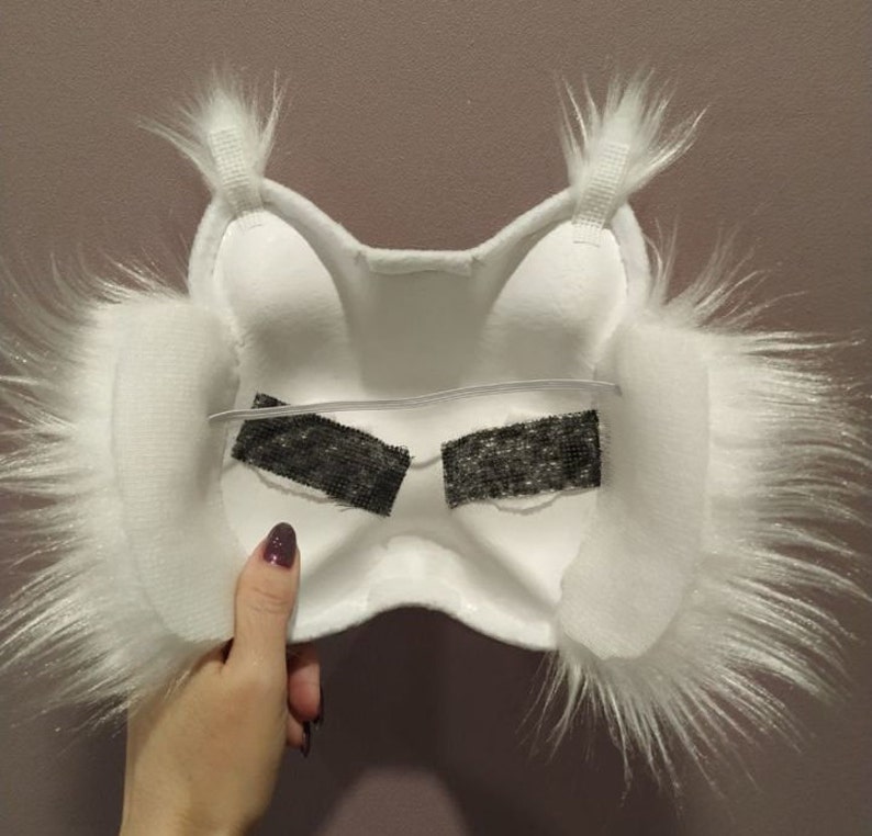 Therian-Katzenmaske, gefilzte Maske mit Augennetz. Bergkatzenmaske. Schlichtes, gefilztes Therian-Katzenmasken-Set, einfach dekorieren Bild 2