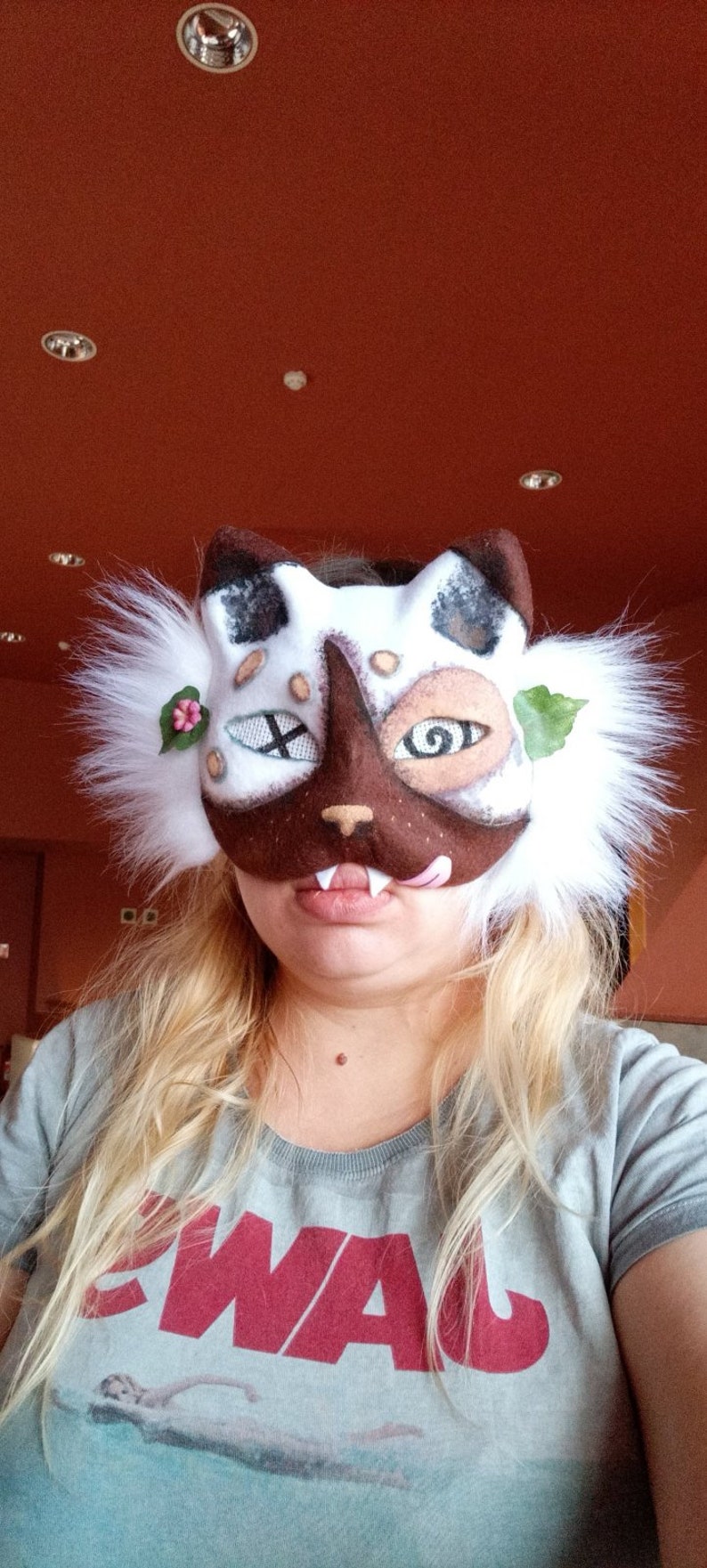 Masque de chat Therian Masque feutré avec filet pour les yeux Masque de chat des montagnes image 7