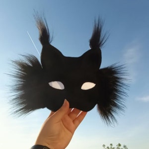テリアンの黒猫マスク フェルトマスク アイメッシュ付き マウンテンキャットマスク プレーンフェルトテリアン猫マスクキット 飾るだけ