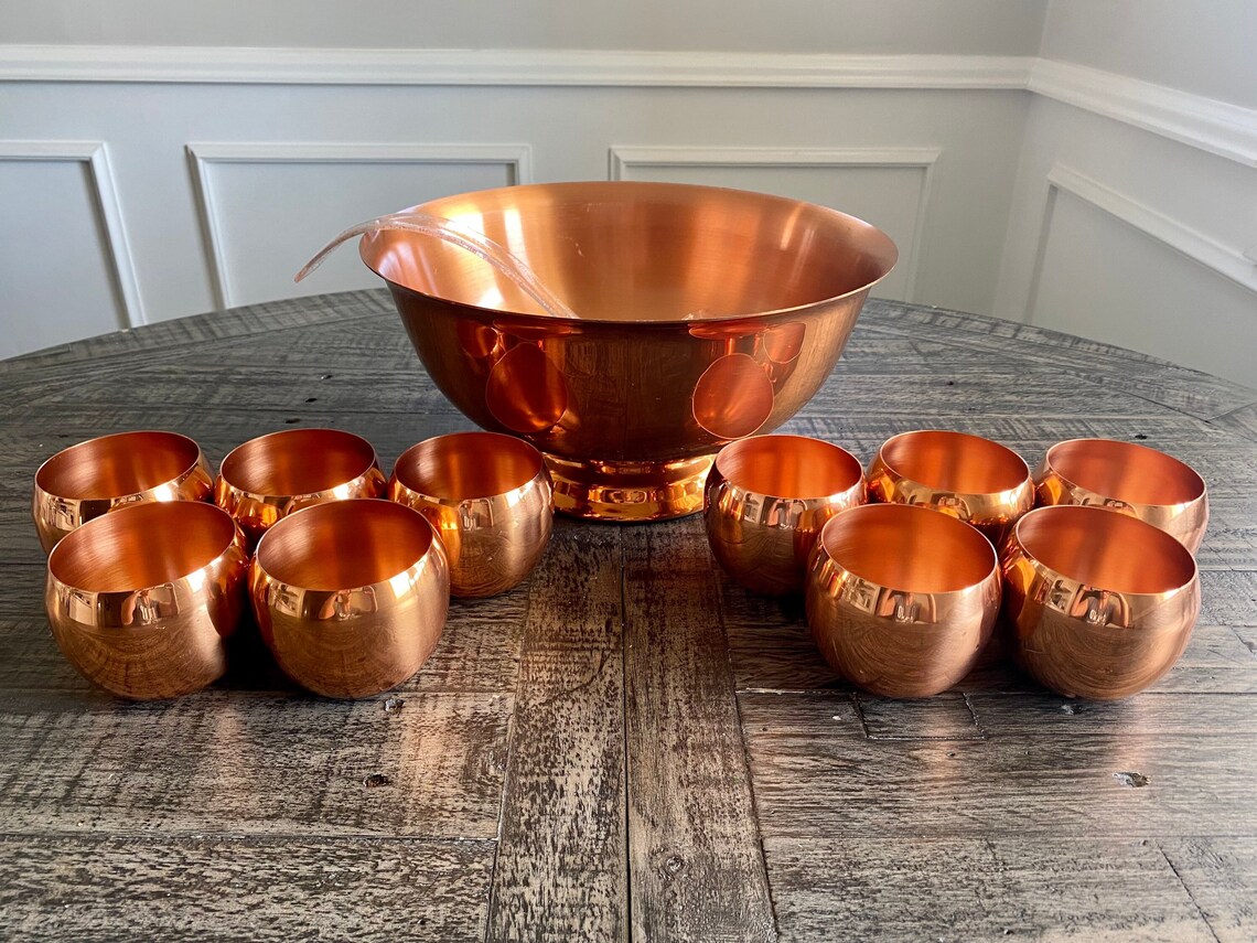 Coppercraft Guild Punch Bowl Set with 10 Cups and Ladle Etsy