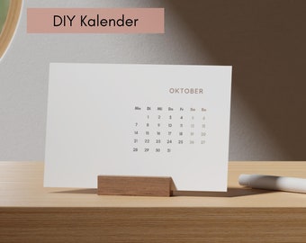 Kalender 2026 mit Holzaufsteller DIY | Tischkalender mit Holzständer | Bastelkalender blanko  | Weihnachtsgeschenk Fotokalender