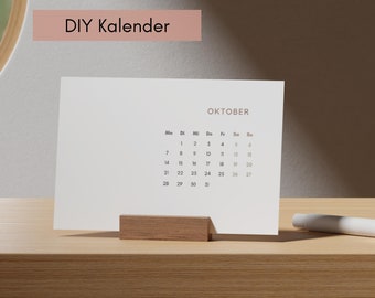 Calendario 2024 con soporte de madera DIY | Calendario de escritorio con soporte de madera | Calendario artesanal en blanco | Calendario de fotos de regalos de Navidad