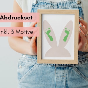 Abdruck Set Babyfuß | Hase Abdruck Ostern | DIY Ostergrüße Osterkarte | Geschenk Schwangerschaft Baby Mama | Geschenk Ostern Oma Opa