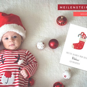 Meilensteinkarten Weihnachtszeit/ Vorweihnachtszeit/ Winter/ Geschenke Geburt Mama Baby Neugeborene