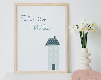 Family Poster House Personalized / Gift Dad Mom / Family / Gift Mother's Day Father's Day Wedding Moving Birth Birthday / Home