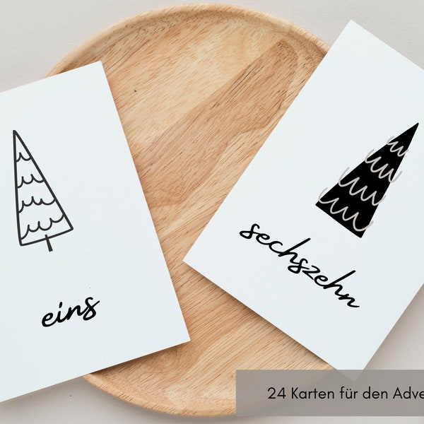 Adventskalender Zahlen 1-24 Karten Tannenbaum / Adventskalenderzahlen Etiketten /Weihnachtskalender / Weihnachten