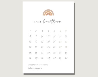 Baby Countdown | Hallo Baby | Geschenk Schwangere Babyparty | werdende Mama | Schwangerschaft Kalender