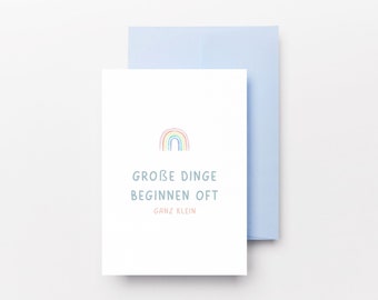 Postcard Birth | young girls | card small miracle | Baby Announcement | mom-to-be | Pregnancy | rainbow
