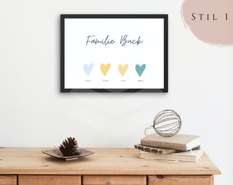 Personalized family poster / Family / Gift Mother's Day Father's Day Dad Mom Wedding Moving in Birthday / Home / Living room / Hallway