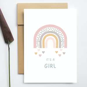 Postkarte Geburt | Mädchen | Karte it's a girl | Baby Ankündigung | werdende Mama | Schwangerschaft