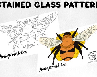 Honeycomb Bee Buntglas Muster, Suncatcher Design (Digitaler Download)