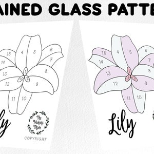 Stained glass pattern, stained glass lily flower pattern, Digital download, lily sun catcher pattern, stained glass artist HOBBY LICENSE