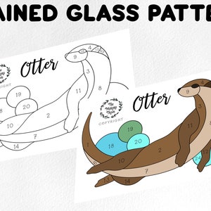 Stained glass pattern, Digital download, sun catcher, otter pattern, stained glass artist HOBBY LICENSE