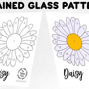 Stained glass pattern, stained glass daisy pattern, Digital download, daisy sun catcher pattern, stained glass artist HOBBY LICENSE