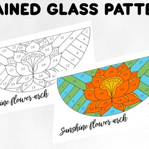 Stained glass pattern, Digital download, sunshine flower arch pattern, stained glass artist HOBBY LICENSE