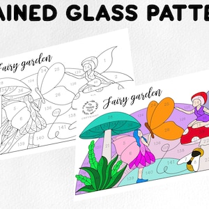 Stained glass pattern, stained glass fairy garden pattern, Digital download, fairy sun catcher pattern, stained glass artist HOBBY LICENSE
